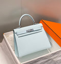 HERMES KELLY 28CM IN BLUE BRUME EPSOM CALFSKIN PALLADIUM HARDWARE