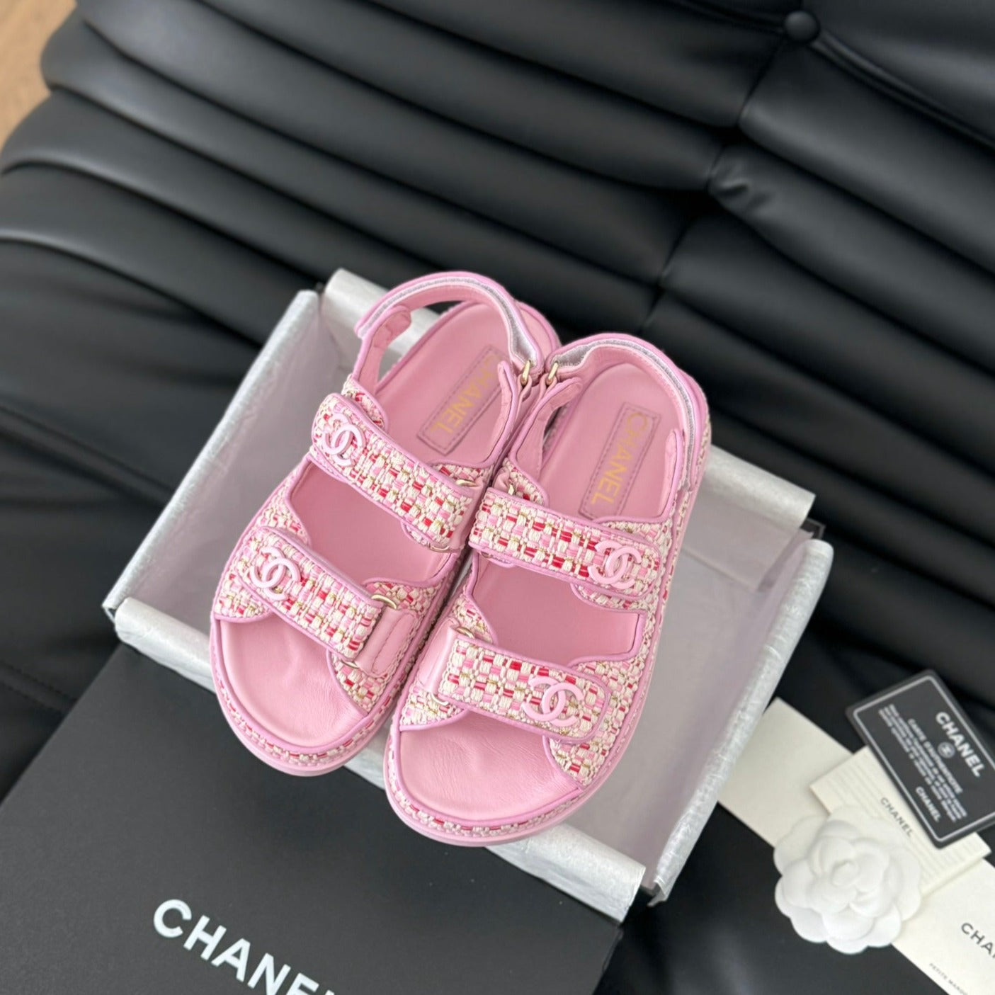 CHANEL Dad Sandals Sheepskin Light Pink